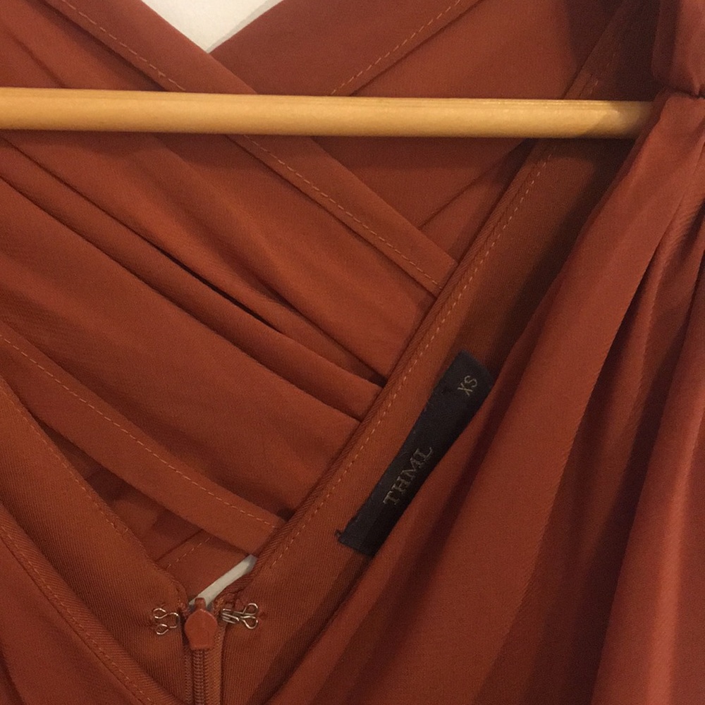 Thml Modcloth Rust-Colored Sheath Midi Dress Xs - image 3
